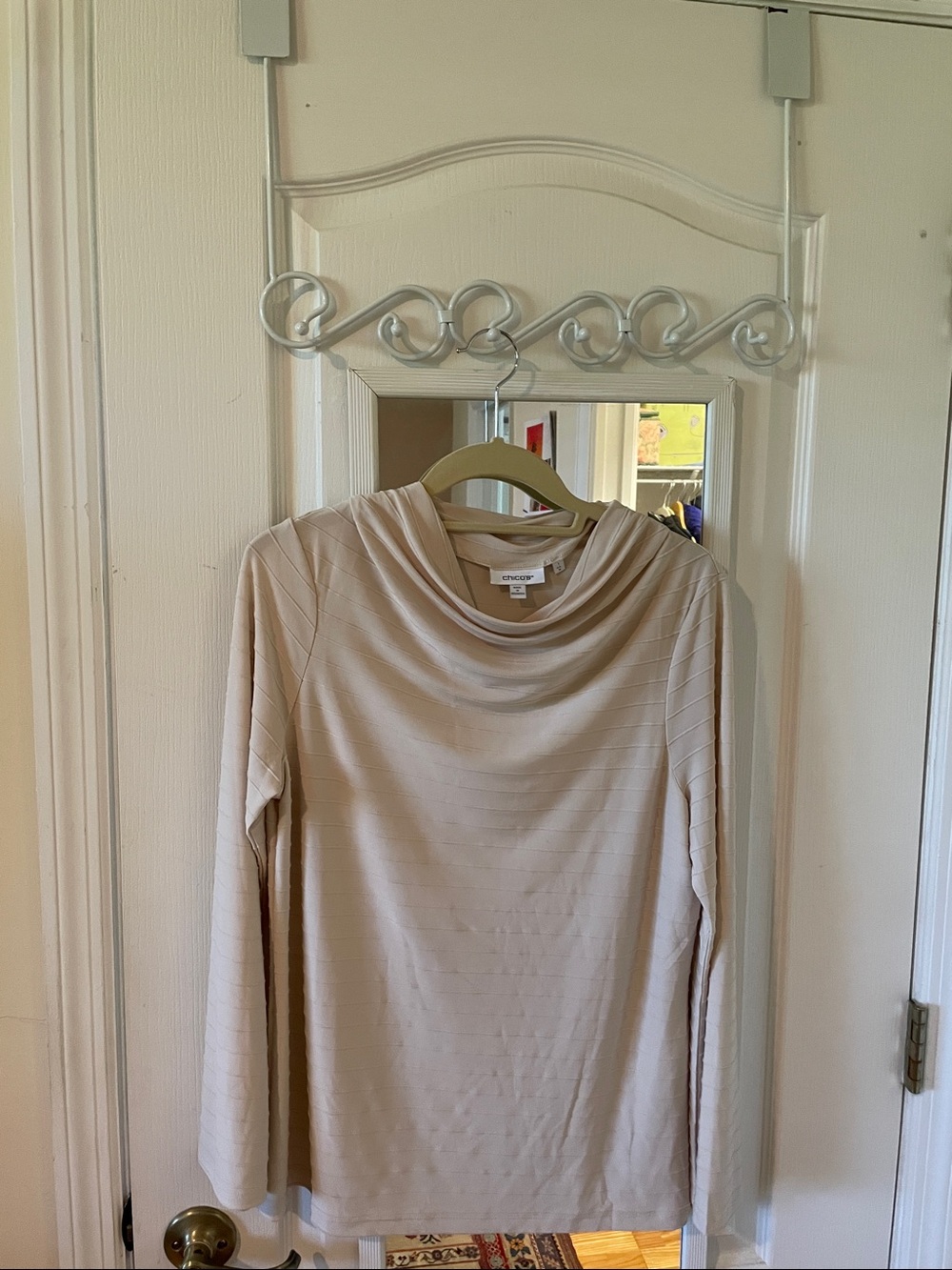 Chico's Light Cream Cowl-Neck Knit Top